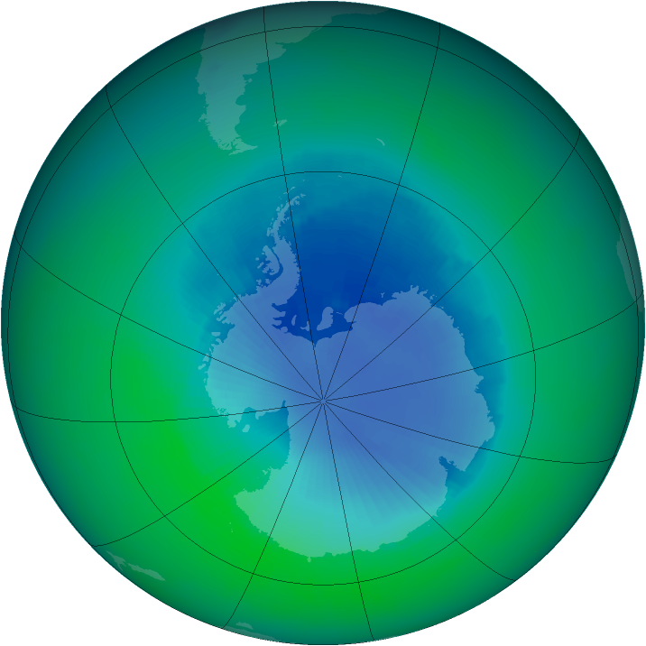 1998-December monthly mean Antarctic ozone